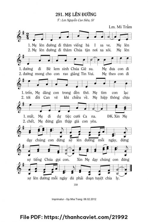 Mẹ lên đường - Lm. Mi Trầm - trang 1