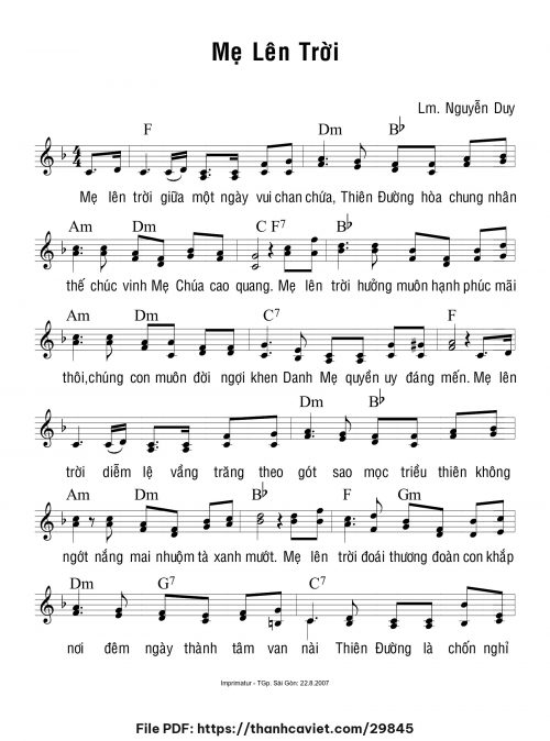 Mẹ lên Trời - Lm. Nguyễn Duy - trang 1