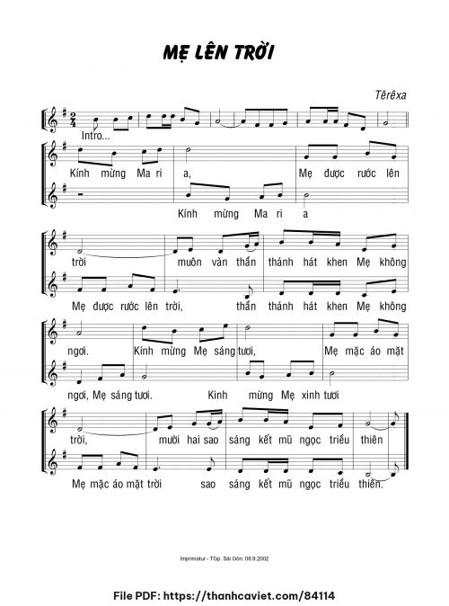 Mẹ lên trời - Sr. Têrêsa - trang 1