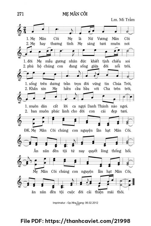 Mẹ Mân Côi - Lm. Mi Trầm - trang 1