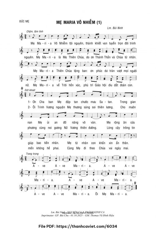 Mẹ Maria Vô Nhiễm 1 - Lm. Bùi Ninh - trang 1