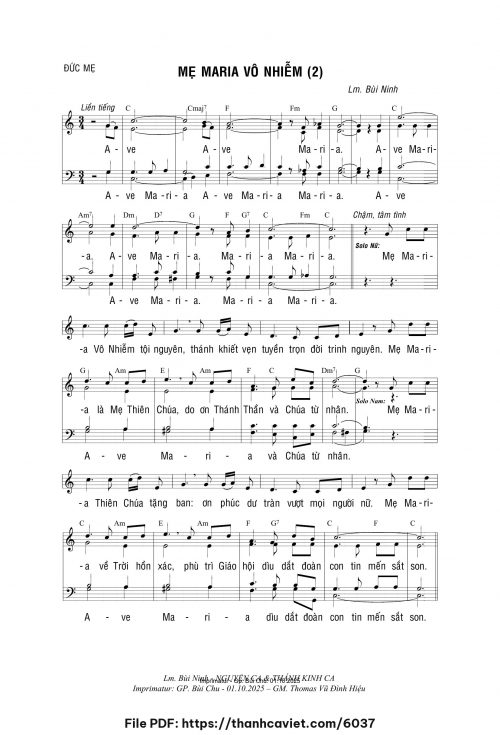 Mẹ Maria Vô Nhiễm 2 - Lm. Bùi Ninh - trang 1