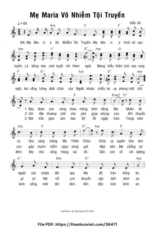 Mẹ Maria Vô Nhiễm Tội Truyền - Viễn Xứ - trang 1