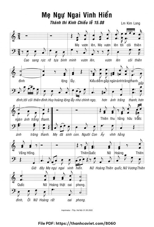 Mẹ ngự ngai vinh hiển - Lm. Kim Long - trang 1