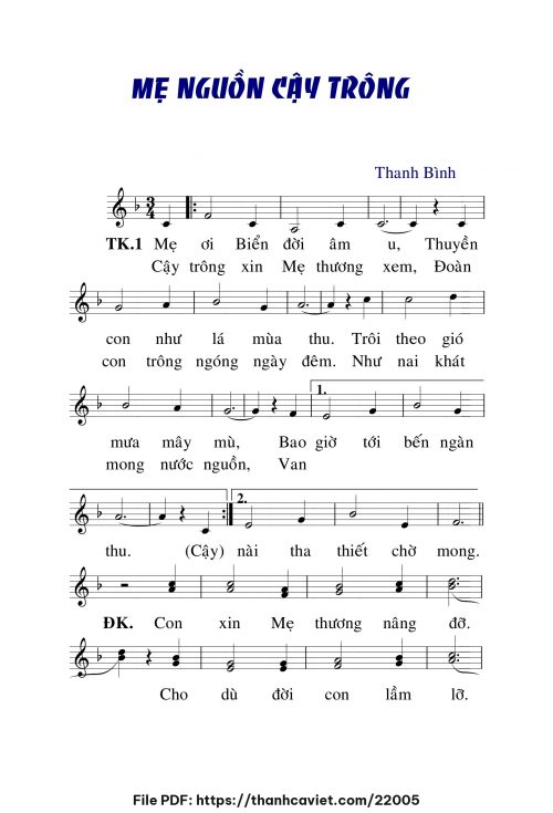 Mẹ nguồn cậy trông - Lm. Thanh Bình - trang 1
