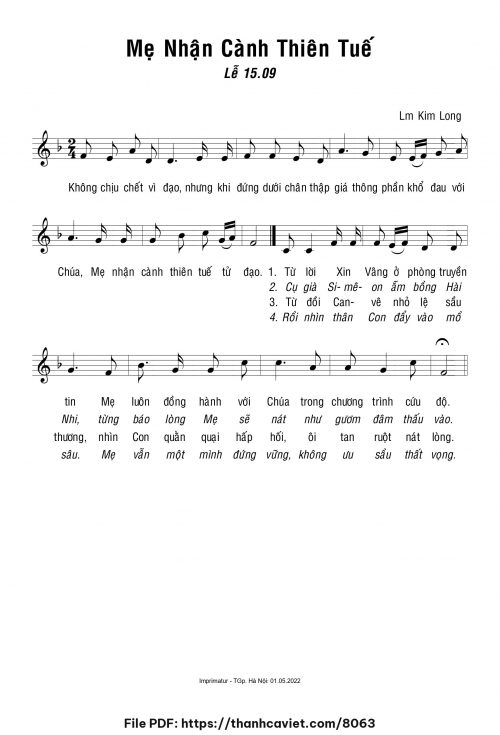 Mẹ nhận cành thiên tuế - Lm. Kim Long - trang 1
