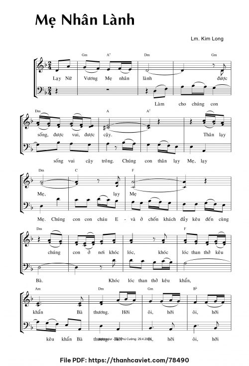 Mẹ nhân lành - Lm. Kim Long - trang 1