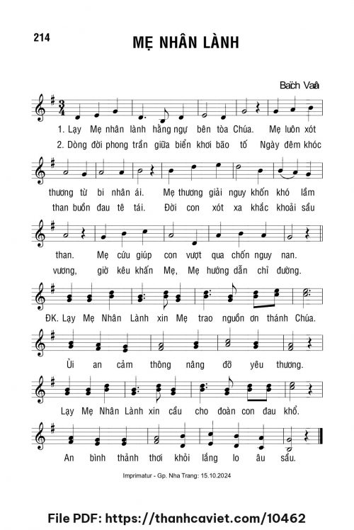 Mẹ Nhân Lành - Lm. Bạch Vân - trang 1