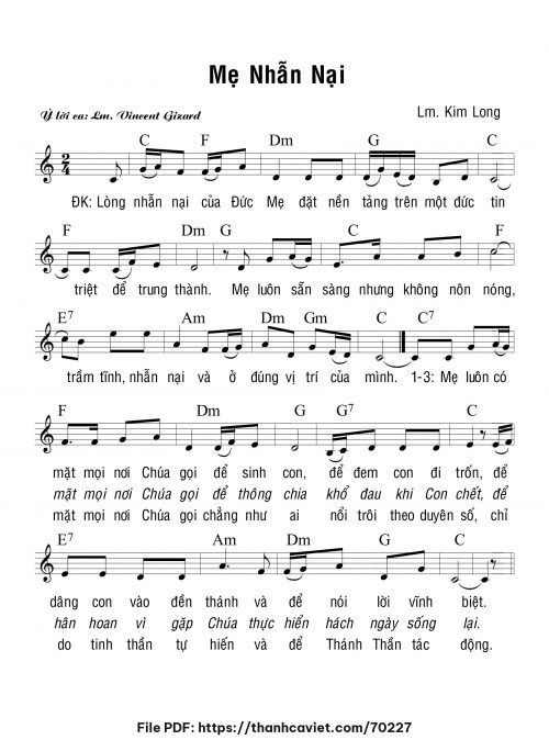 Mẹ nhẫn nại - Lm. Kim Long - trang 1