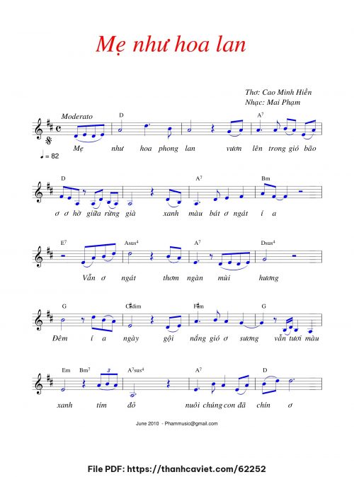Mẹ như hoa lan - Mai Phạm - Thơ: Cao Minh Hiền - trang 1