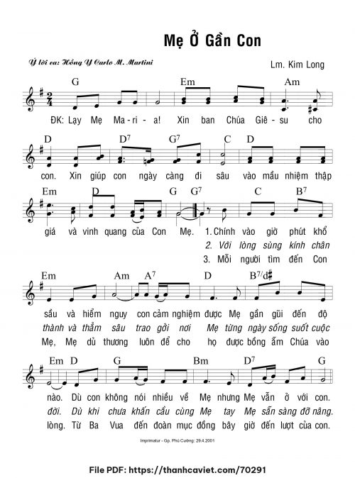 Mẹ ở gần con - Lm. Kim Long - trang 1