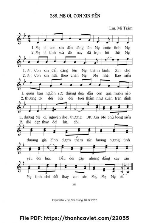 Mẹ ơi con xin đến - Lm. Mi Trầm - trang 1