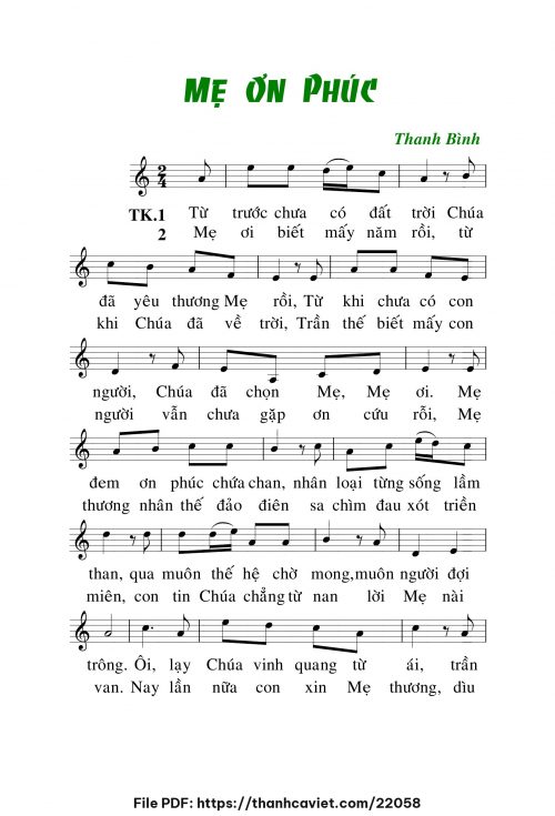 Mẹ ơn phúc - Lm. Thanh Bình - trang 1