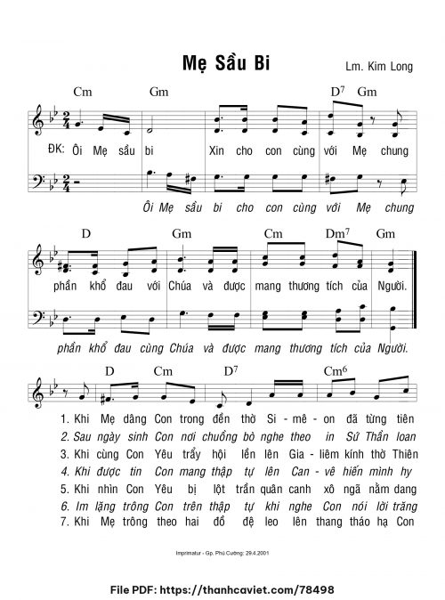 Mẹ sầu bi - Lm. Kim Long - trang 1