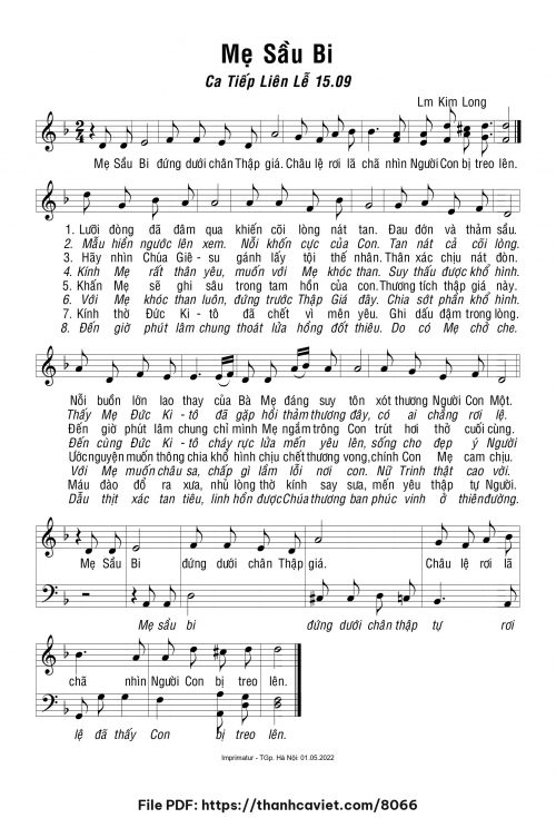Mẹ Sầu Bi – Ca tiếp liên - Lm. Kim Long - trang 1