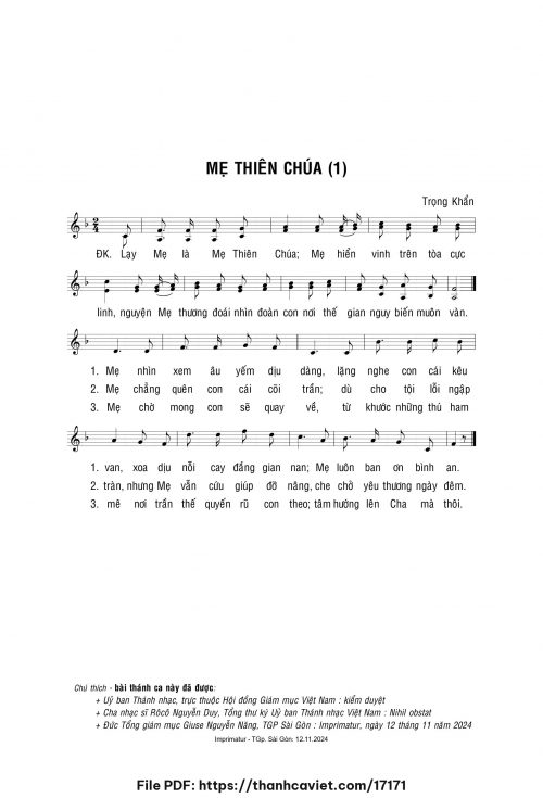 Mẹ Thiên Chúa [1] - Lm. Trọng Khẩn - trang 1