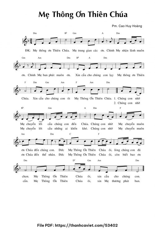 Mẹ thông ơn Thiên Chúa - Cao Huy Hoàng - trang 1