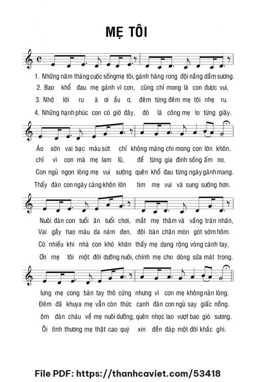 Mẹ tôi - Lm. Bạch Vân - trang 1