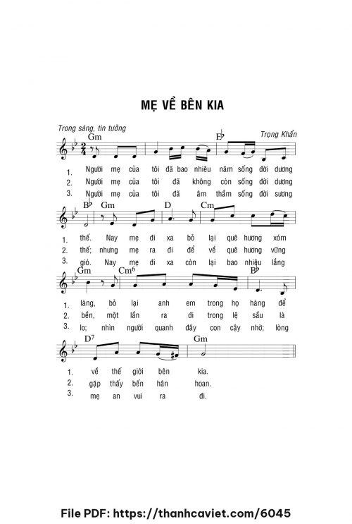 Mẹ về bên kia - Lm. Trọng Khẩn - trang 1