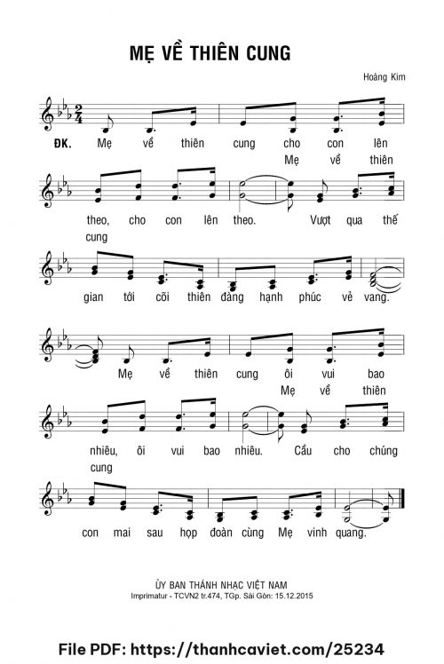Mẹ về thiên cung - Lm. Hoàng Kim - trang 1
