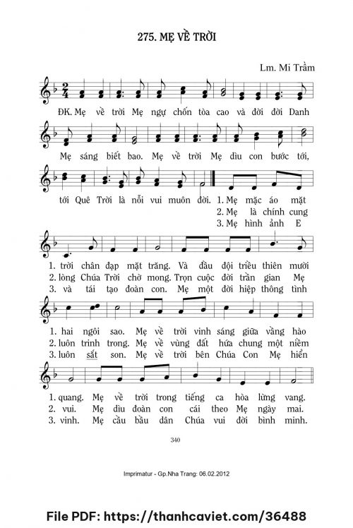 Mẹ về Trời - Lm. Mi Trầm - trang 1