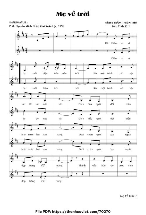 Mẹ về trời - Trầm Thiên Thu - trang 1