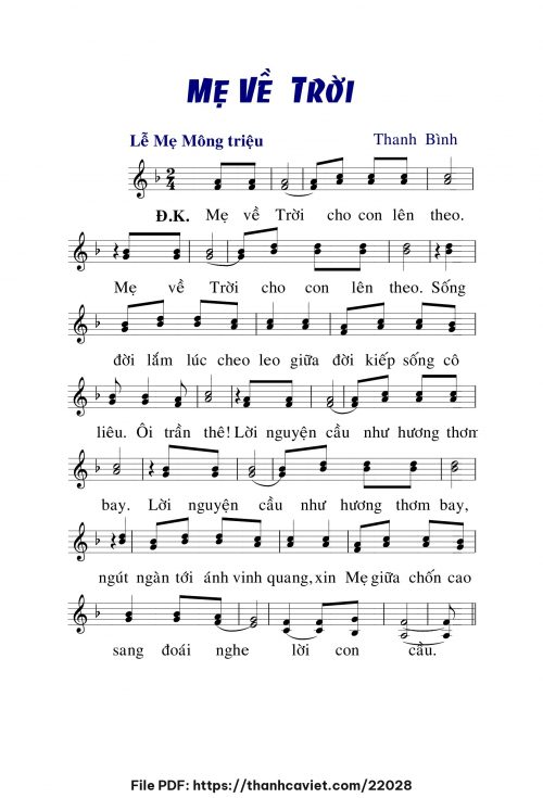Mẹ về Trời - Lm. Thanh Bình - trang 1