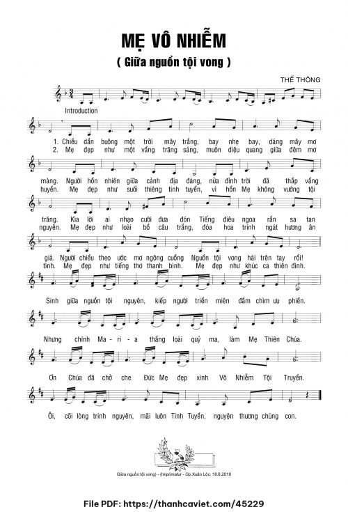 Mẹ Vô Nhiễm - Thế Thông - trang 1