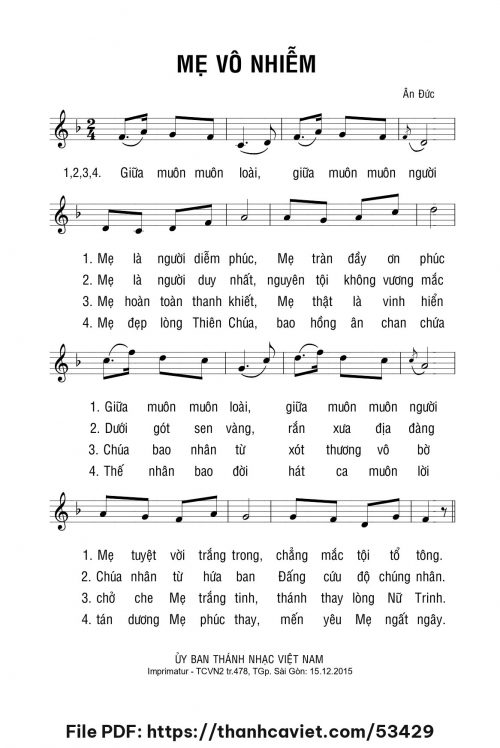 Mẹ Vô Nhiễm - Lm. Ân Đức - trang 1