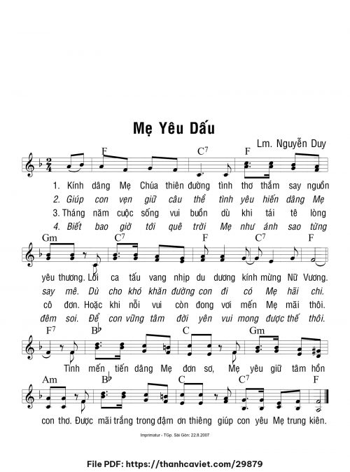 Mẹ yêu dấu - Lm. Nguyễn Duy - trang 1