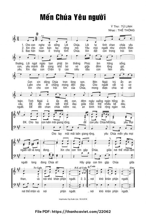 Mến Chúa yêu người - Thế Thông - Ý thơ: Từ Linh - trang 1