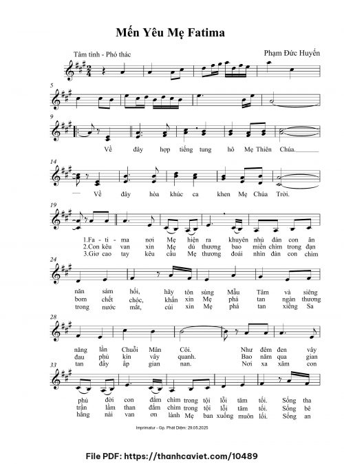Mến yêu Mẹ Fatima - Phạm Đức Huyến - trang 1
