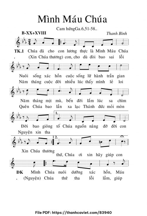 Mình Máu Chúa - Lm. Thanh Bình - trang 1