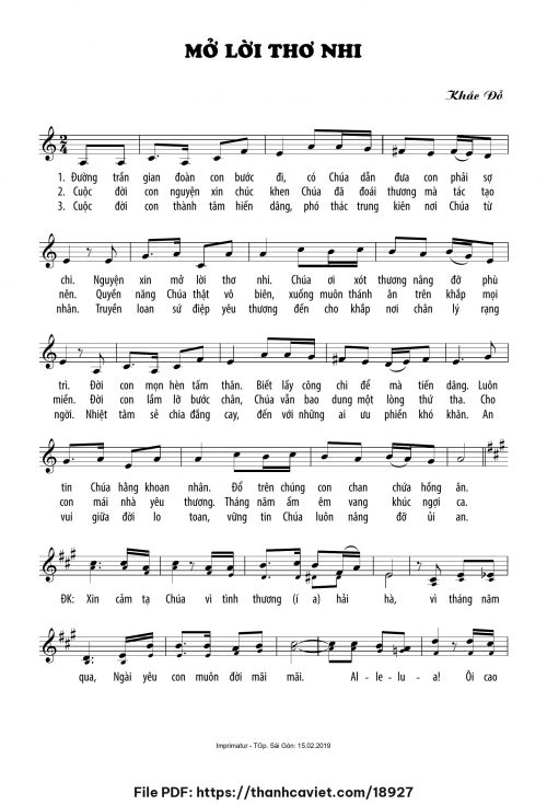 Mở lời thơ nhi - Lm. Khắc Đỗ - trang 1