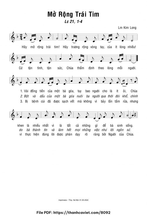 Mở rộng trái tim - Lm. Kim Long - trang 1