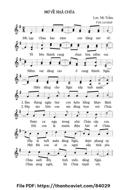Mơ về nhà Chúa - Lm. Mi Trầm - trang 1