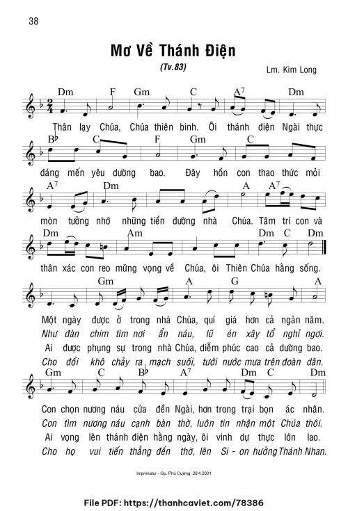 Mơ về Thánh điện - Lm. Kim Long - trang 1