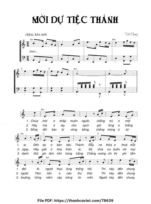 Mời dự tiệc thánh - Viết Chung - trang 1
