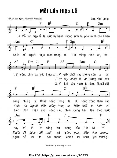 Mỗi lần hiệp lễ - Lm. Kim Long - trang 1