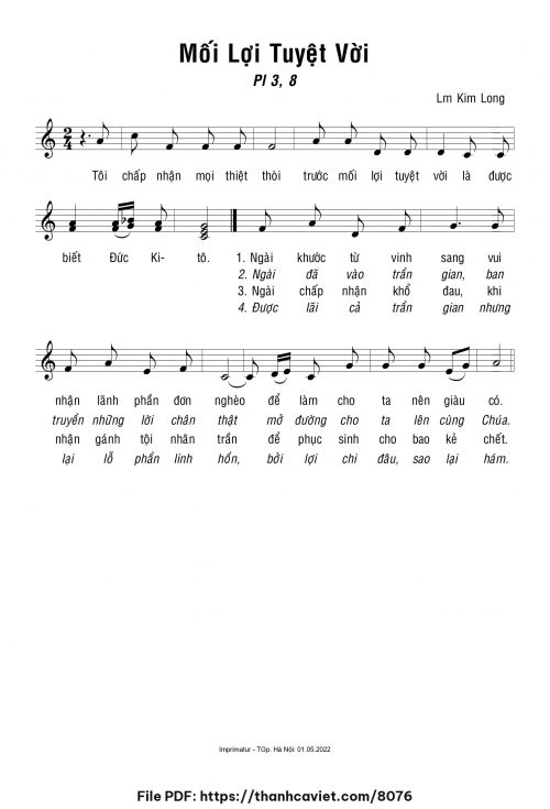 Mối lợi tuyệt vời - Lm. Kim Long - trang 1