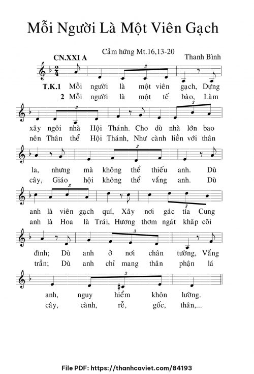 Mỗi người là một viên gạch - Lm. Thanh Bình - trang 1