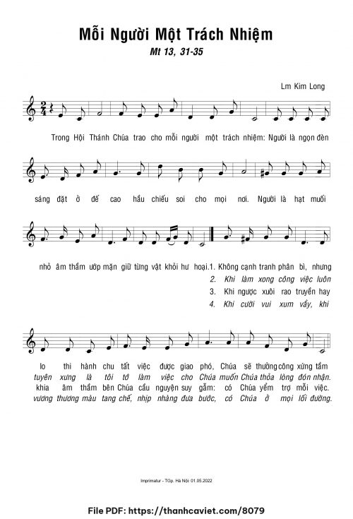 Mỗi người một trách nhiệm - Lm. Kim Long - trang 1