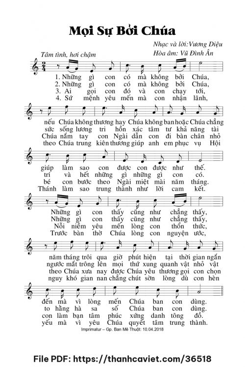 Mọi sự bởi Chúa - Lm. Vương Diệu - trang 1