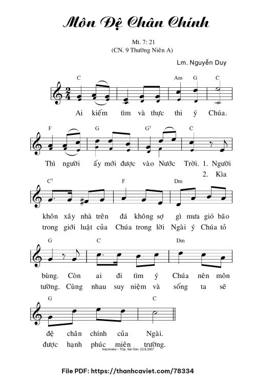 Môn Đệ chân chính - Lm. Nguyễn Duy - trang 1