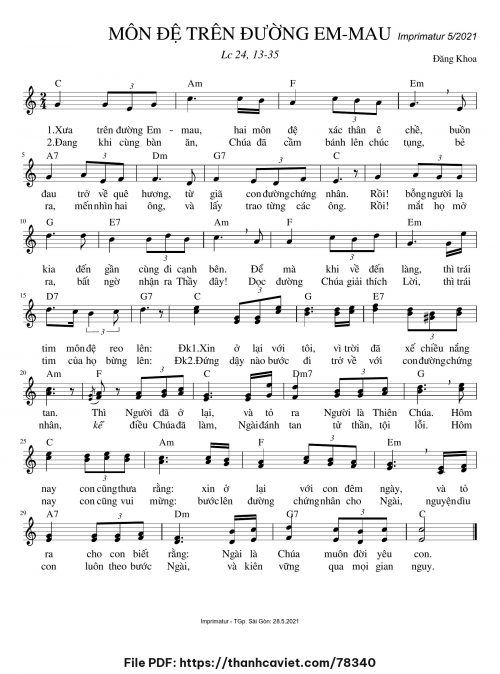 Môn đệ trên đường Emmau - Đăng Khoa - trang 1