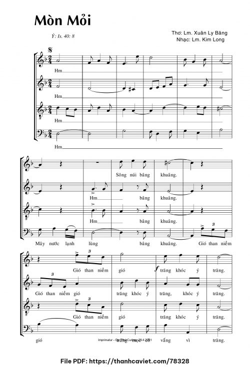 Mòn mỏi - Lm. Kim Long - ĐÔ. Xuân Ly Băng - trang 1