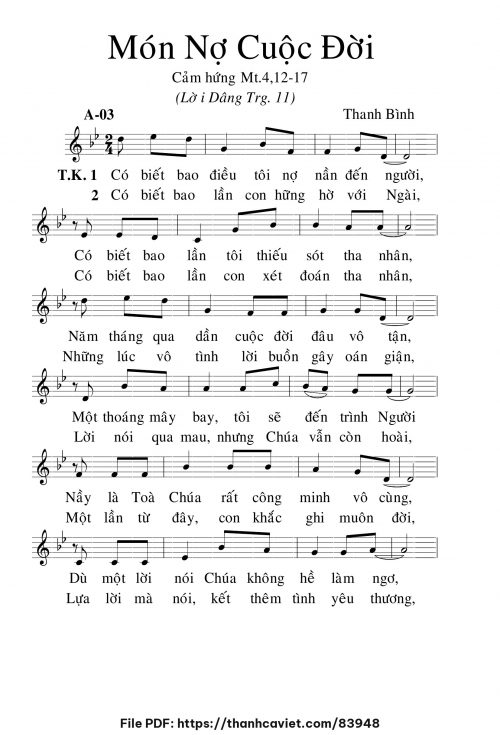 Món nợ cuộc đời - Lm. Thanh Bình - trang 1