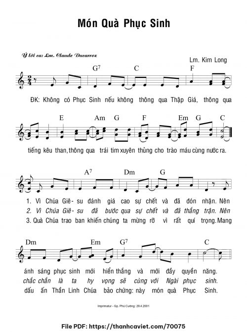 Món quà Phục Sinh - Lm. Kim Long - trang 1