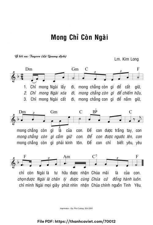 Mong chỉ còn Ngài - Lm. Kim Long - trang 1