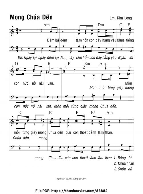 Mong Chúa đến - Lm. Kim Long - trang 1